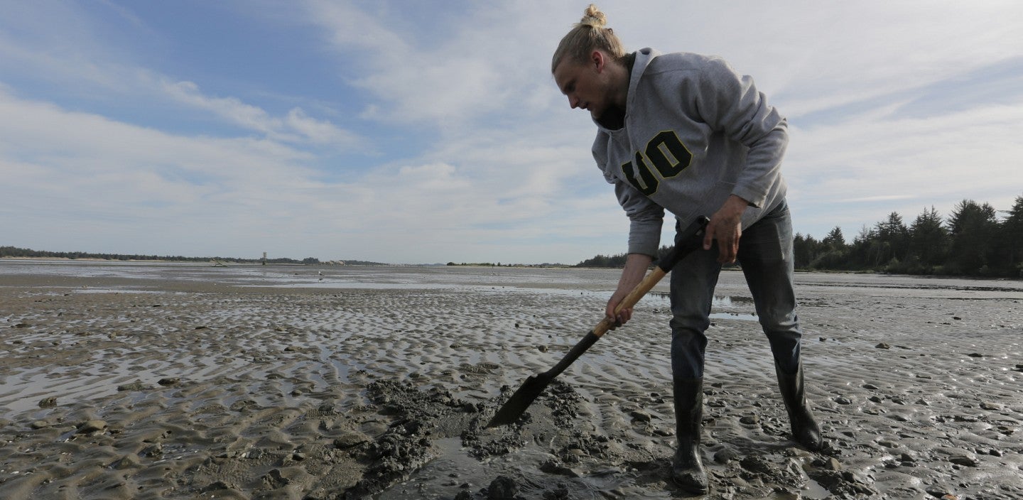 researcher on the beach