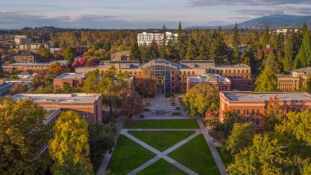 aerial photo of UO campus