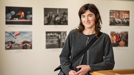 violet ashley has brown hair and wears a long-sleeve shirt