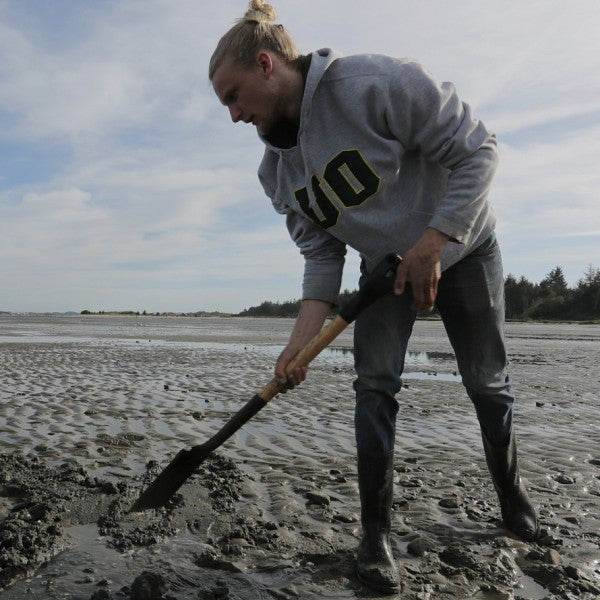 researcher on the beach