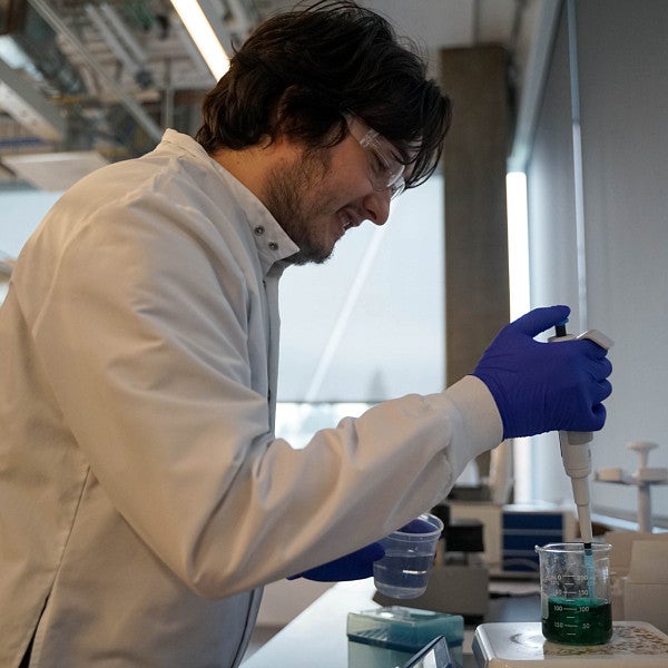 student doing research in lab