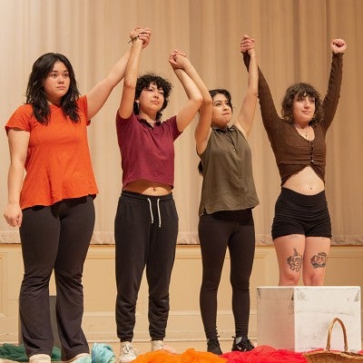 UO students perform "Pocahontas and the Blue Spots" at Undergraduate Research Symposium 