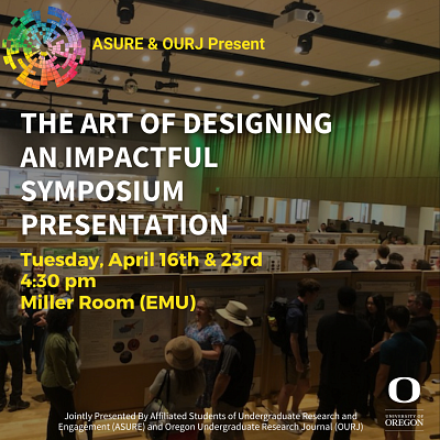 The Art of Designing an Impactful Symposium Presentation April 16th & 23rd. 4:30 pm in the EMU Miller Room