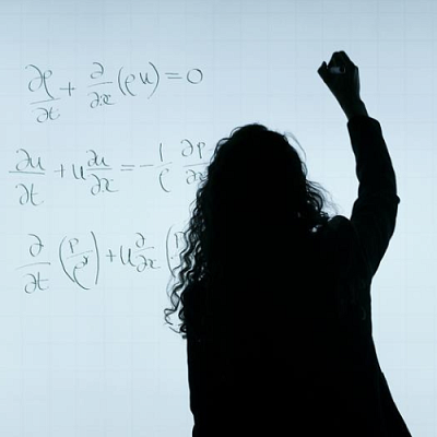 Silhouette of a Woman doing mathematical equations