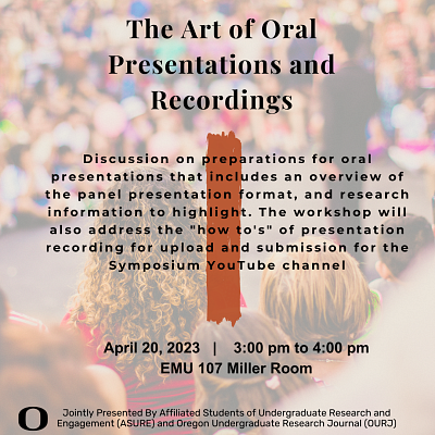 April 20th Workshop: Oral Presentation Preparation